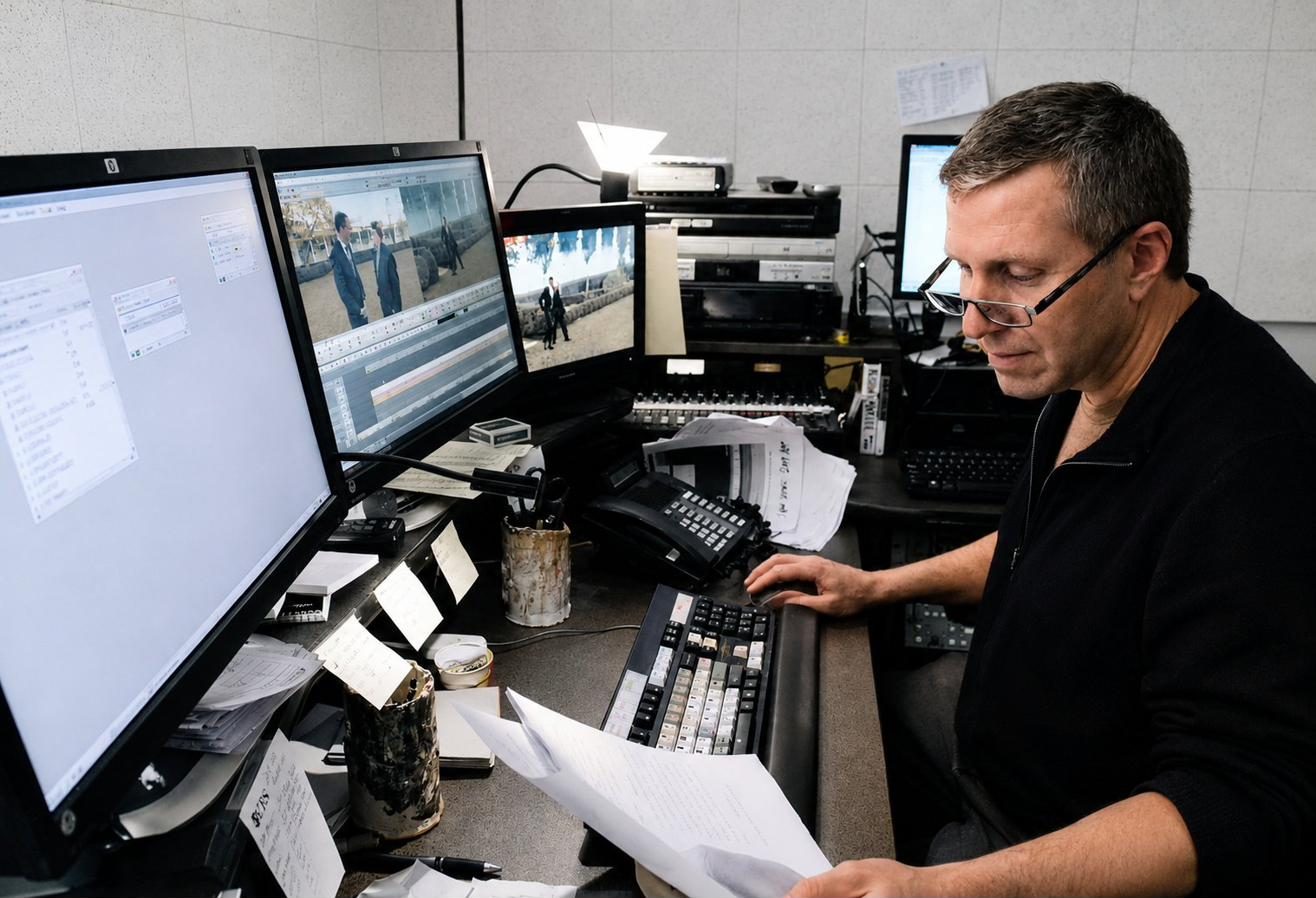 Warren Lustig in the edit room